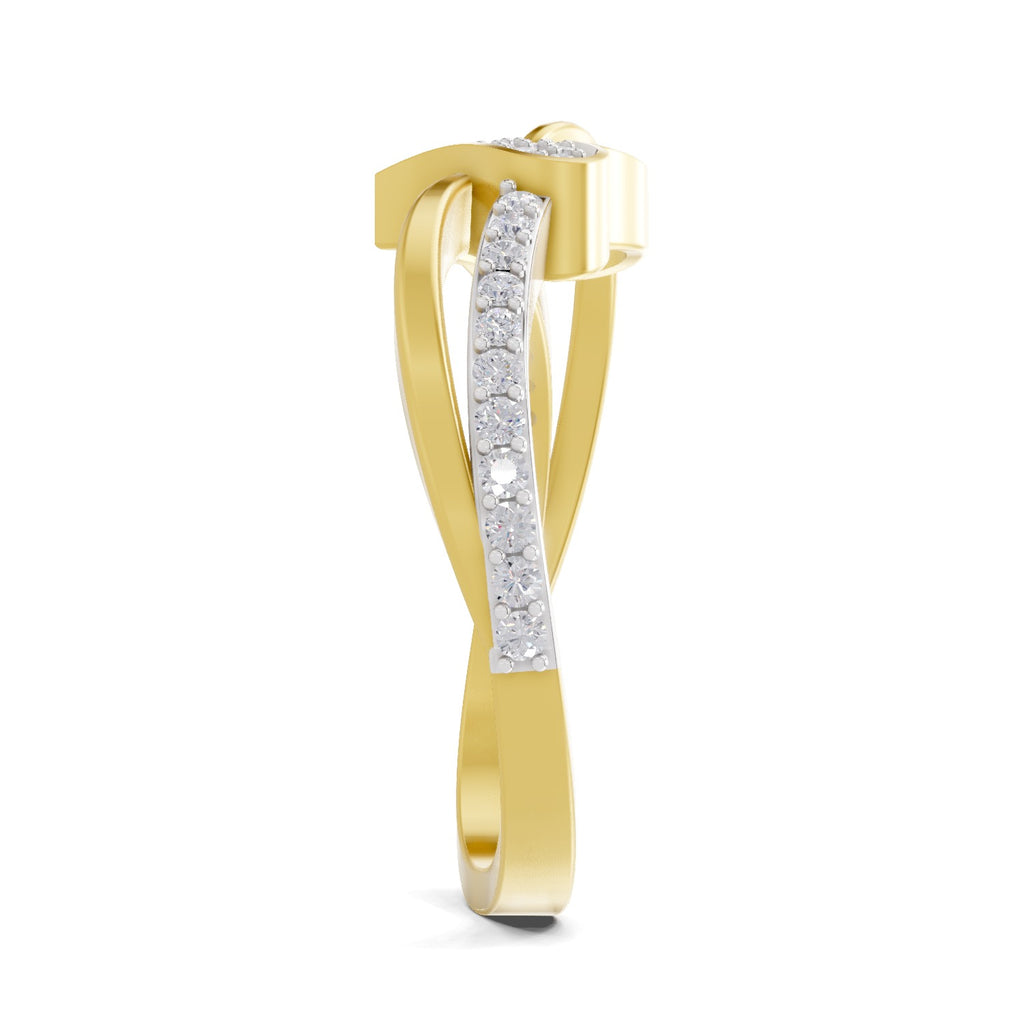 Lab Grown Diamond Ring 0.32 Carat IGI Certified Round Shape F-G VS Quality | 925 Sterling Silver Gold Plated Heart Ring