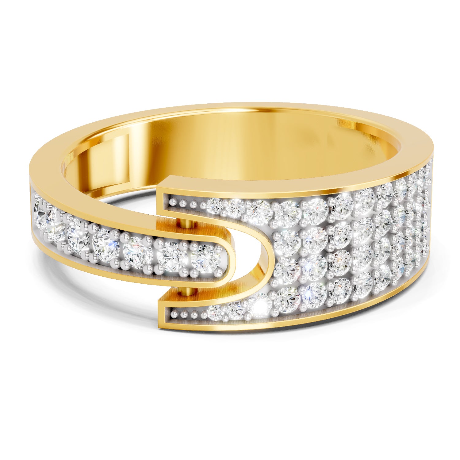 Lab Grown Diamond Ring For Men 0.51 Carat IGI Certified Round Shape 925 Sterling Silver Gold Plated Band Ring