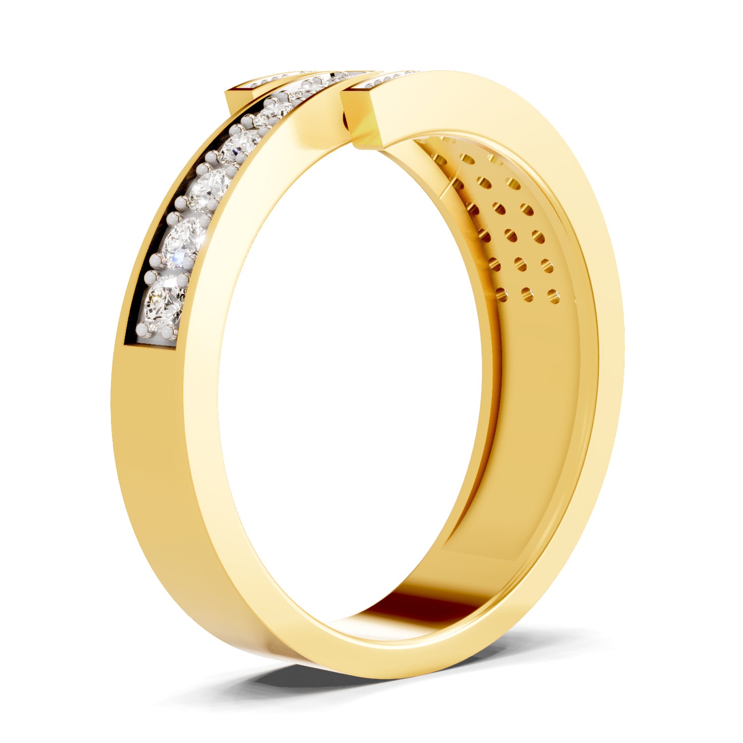 Lab Grown Diamond Ring For Men 0.51 Carat IGI Certified Round Shape 925 Sterling Silver Gold Plated Band Ring