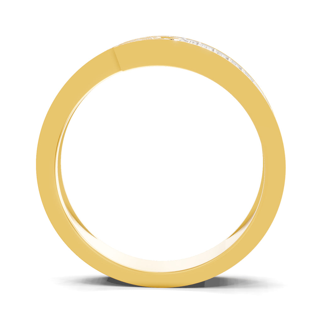 Lab Grown Diamond Ring For Men 0.51 Carat IGI Certified Round Shape 925 Sterling Silver Gold Plated Band Ring