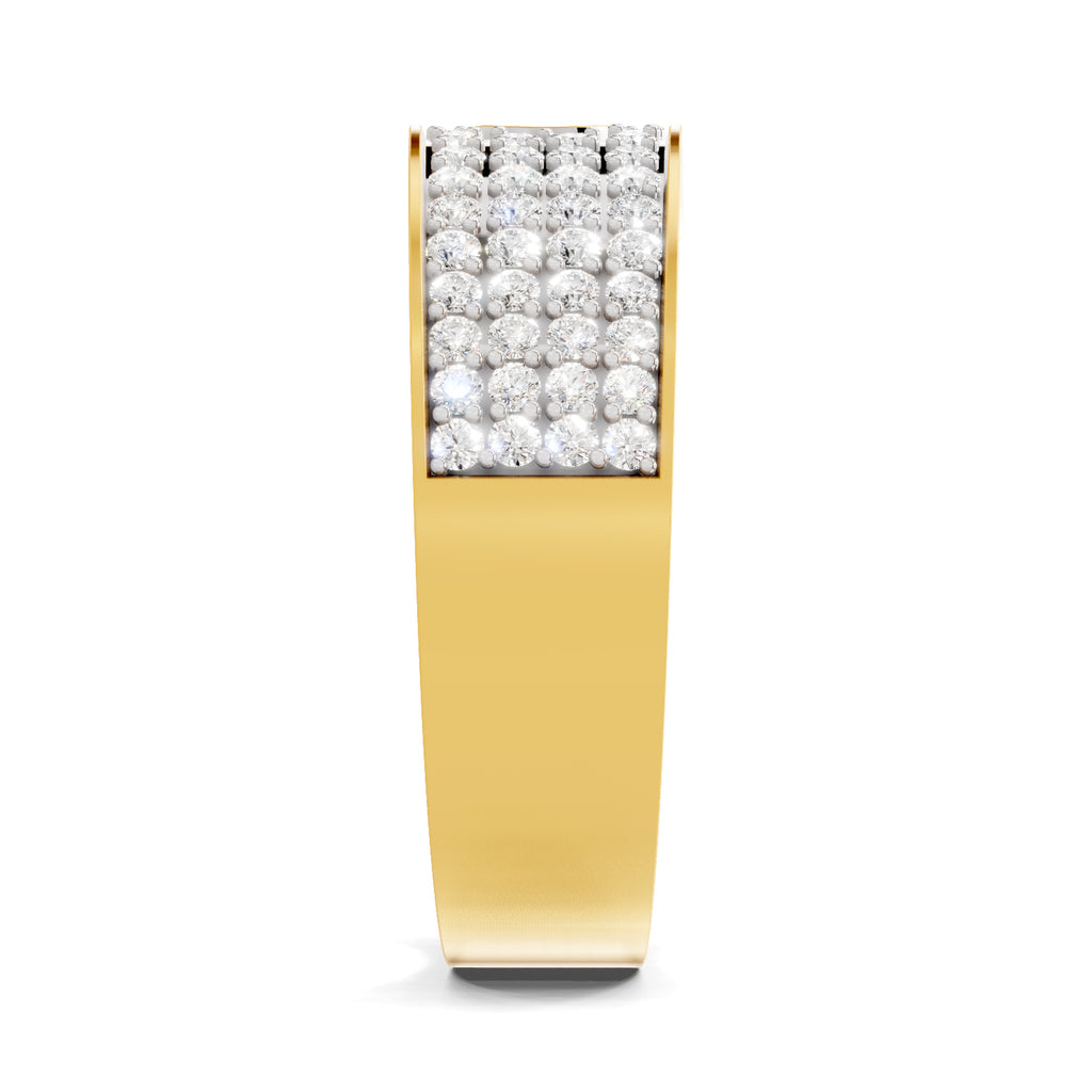 Lab Grown Diamond Ring For Men 0.51 Carat IGI Certified Round Shape 925 Sterling Silver Gold Plated Band Ring