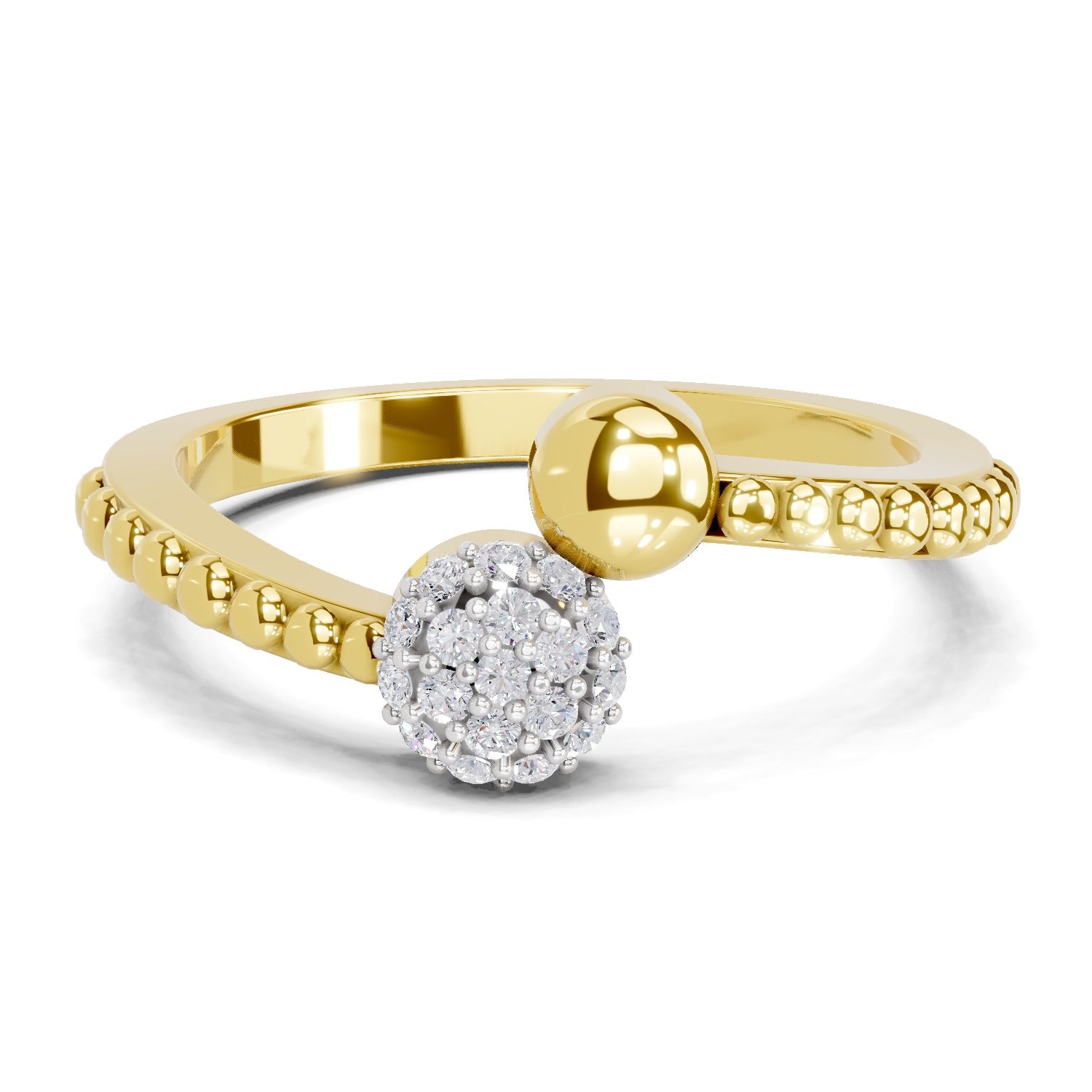Lab Grown Diamond Ring 0.13 Carat IGI Certified Round Shape F-G VS Quality | 925 Sterling Silver Gold Plated Duo Ring