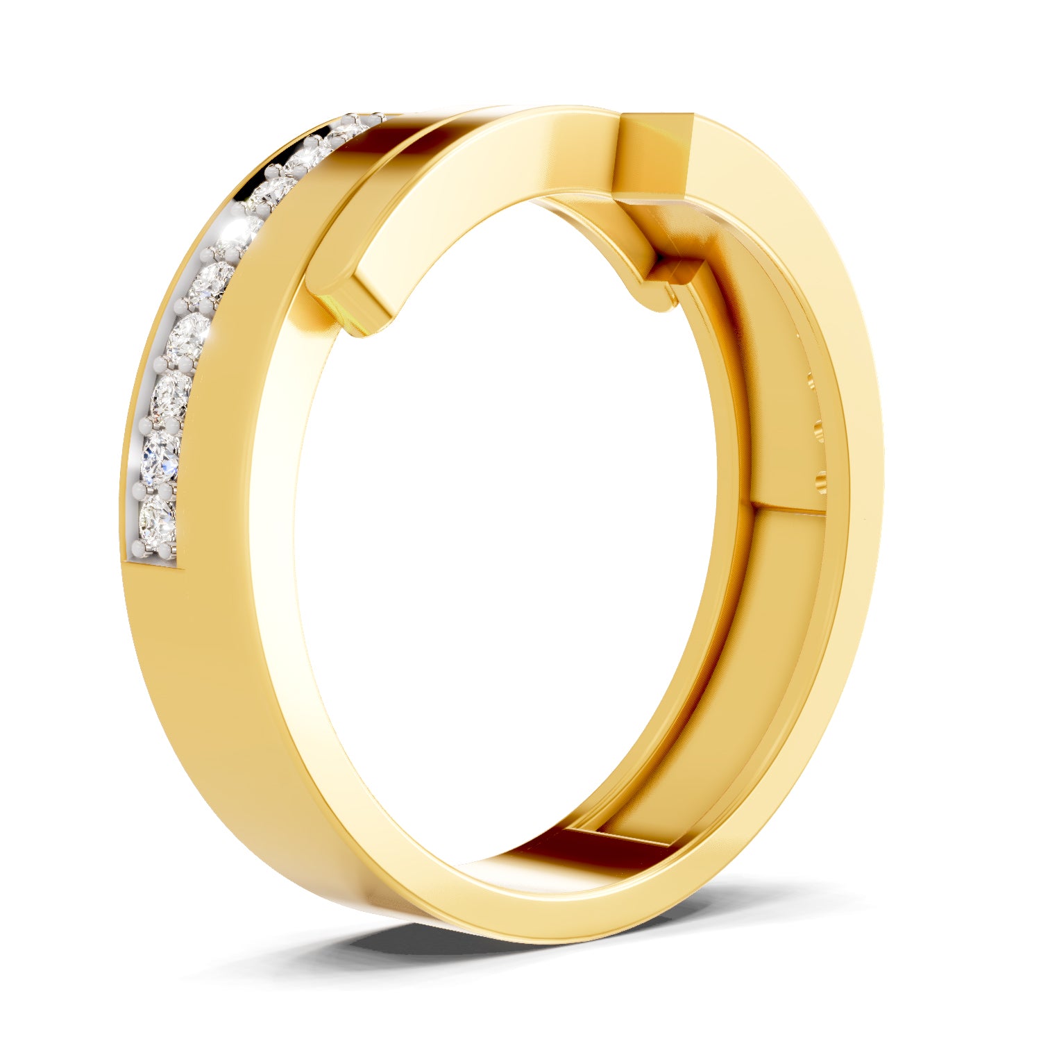 Lab Grown Diamond Ring For Men 0.18 Carat IGI Certified Round Shape 925 Sterling Silver Gold Plated Band Ring