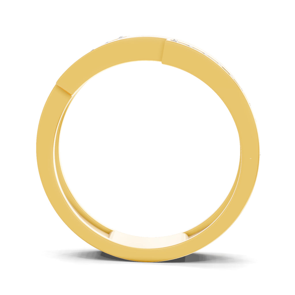 Lab Grown Diamond Ring For Men 0.18 Carat IGI Certified Round Shape 925 Sterling Silver Gold Plated Band Ring
