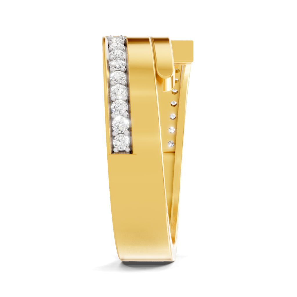 Lab Grown Diamond Ring For Men 0.18 Carat IGI Certified Round Shape 925 Sterling Silver Gold Plated Band Ring