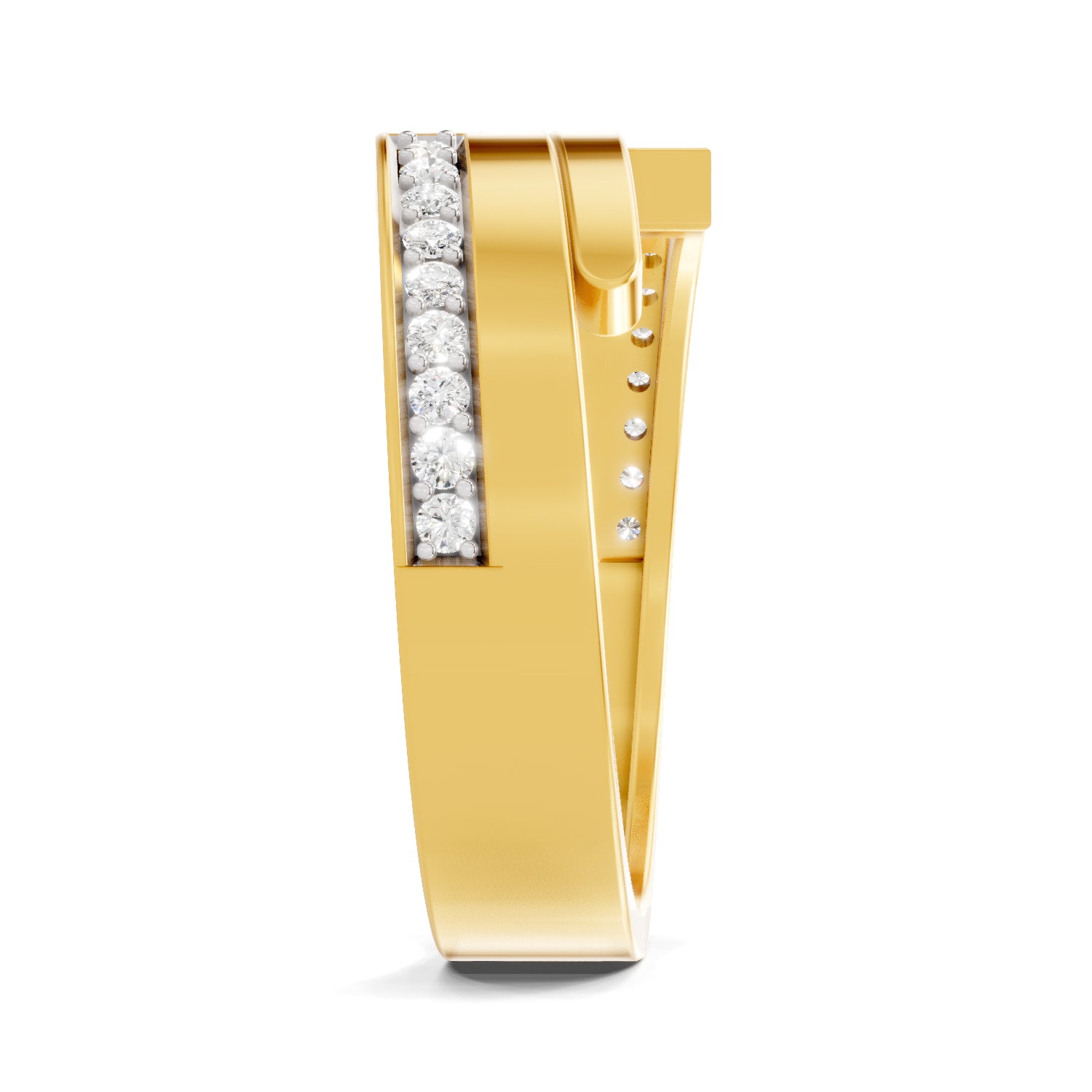 Lab Grown Diamond Ring For Men 0.18 Carat IGI Certified Round Shape 925 Sterling Silver Gold Plated Band Ring