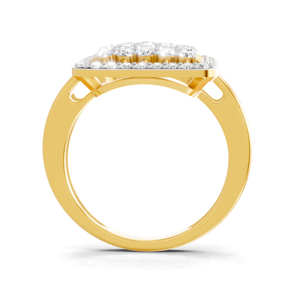Lab Grown Diamond Ring 1.26 Carat IGI Certified Round Shape F-G VS Quality | 925 Sterling Silver Gold Plated Square Cluster Halo Ring