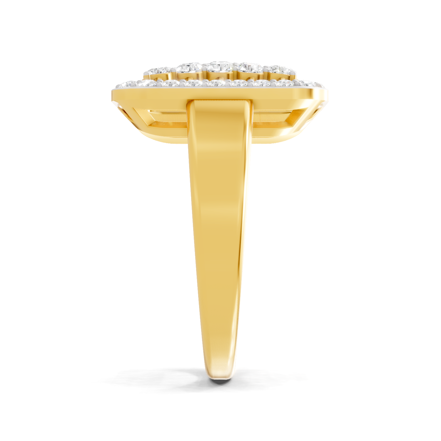 Lab Grown Diamond Ring 1.26 Carat IGI Certified Round Shape F-G VS Quality | 925 Sterling Silver Gold Plated Square Cluster Halo Ring