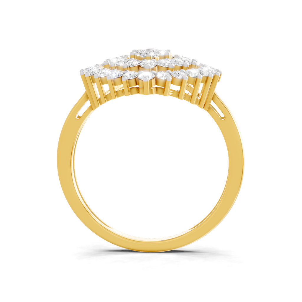 Lab Grown Diamond Ring 1.09 Carat IGI Certified Round Shape F-G VS Quality | 925 Sterling Silver Gold Plated Marquise Cluster Ring