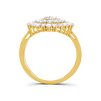 Lab Grown Diamond Ring 1.09 Carat IGI Certified Round Shape F-G VS Quality | 925 Sterling Silver Gold Plated Marquise Cluster Ring
