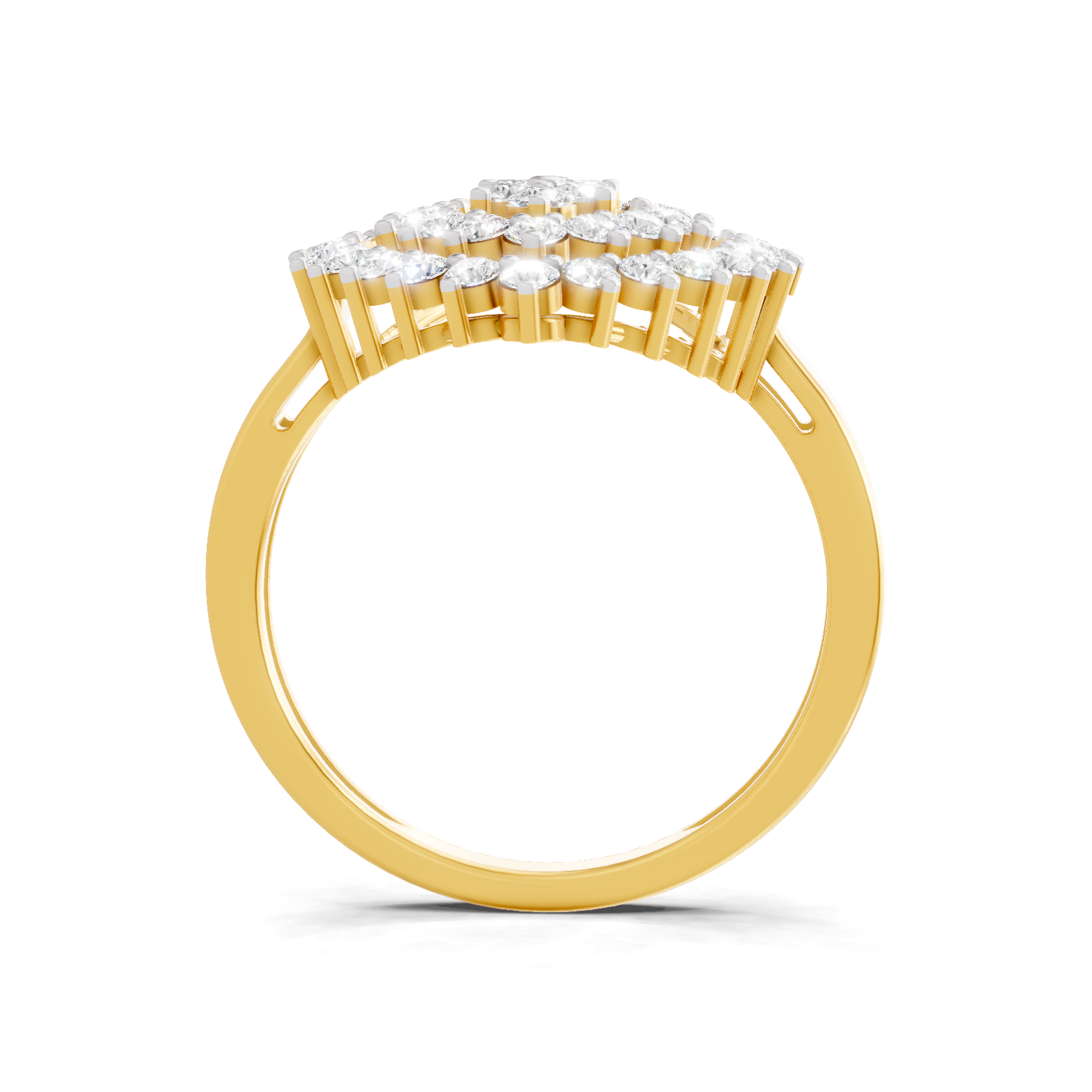 Lab Grown Diamond Ring 1.09 Carat IGI Certified Round Shape F-G VS Quality | 925 Sterling Silver Gold Plated Marquise Cluster Ring