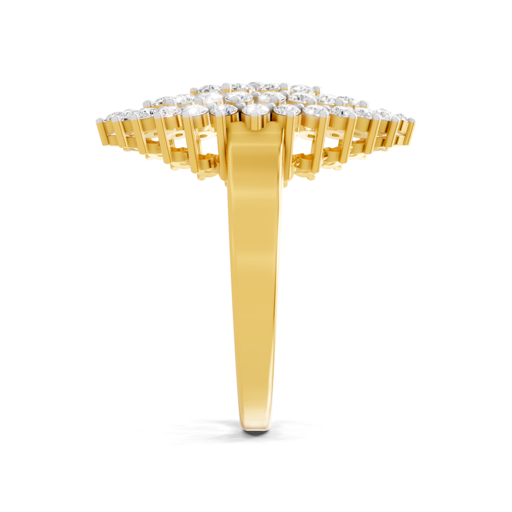 Lab Grown Diamond Ring 1.09 Carat IGI Certified Round Shape F-G VS Quality | 925 Sterling Silver Gold Plated Marquise Cluster Ring
