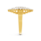 Lab Grown Diamond Ring 1.09 Carat IGI Certified Round Shape F-G VS Quality | 925 Sterling Silver Gold Plated Marquise Cluster Ring