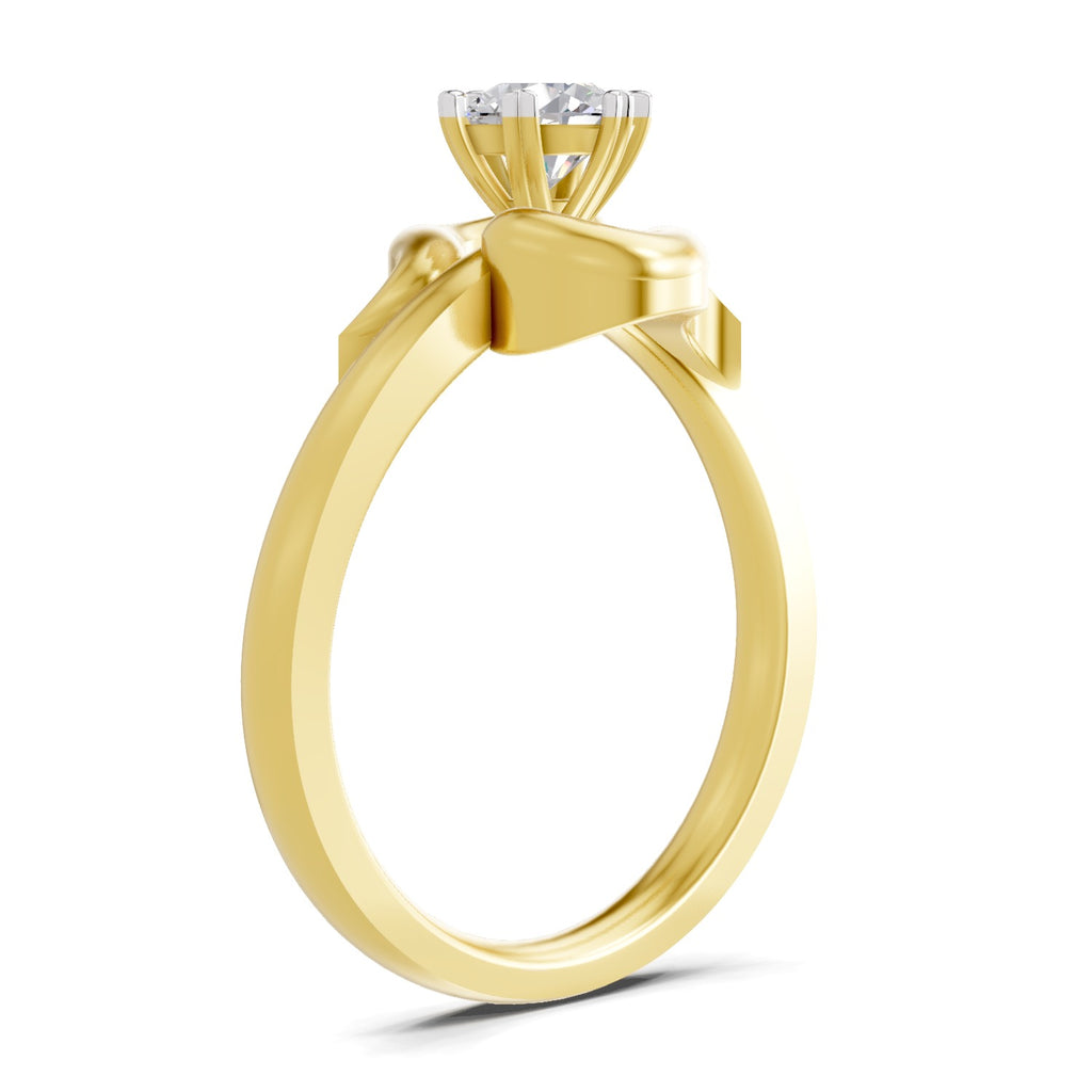 Lab Grown Diamond Ring 0.33 Carat IGI Certified Round Shape 925 Sterling Silver Gold Plated Solitaire Swirl Ring