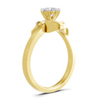Lab Grown Diamond Ring 0.33 Carat IGI Certified Round Shape 925 Sterling Silver Gold Plated Solitaire Swirl Ring