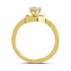 Lab Grown Diamond Ring 0.33 Carat IGI Certified Round Shape 925 Sterling Silver Gold Plated Solitaire Swirl Ring