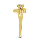 Lab Grown Diamond Ring 0.33 Carat IGI Certified Round Shape 925 Sterling Silver Gold Plated Solitaire Swirl Ring