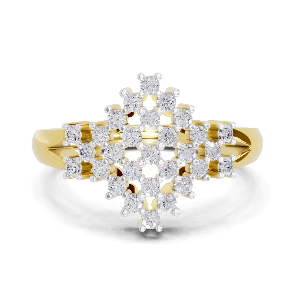 Lab Grown Diamond Ring 0.41 Carat IGI Certified Round Shape F-G VS Quality | 925 Sterling Silver Gold Plated Radiant Bloom Ring