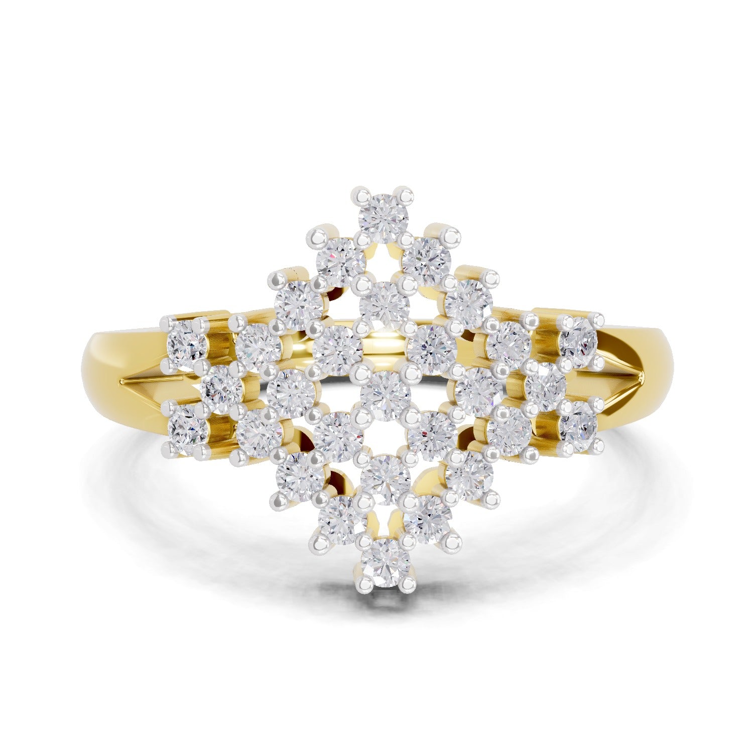 Lab Grown Diamond Ring 0.41 Carat IGI Certified Round Shape F-G VS Quality | 925 Sterling Silver Gold Plated Radiant Bloom Ring