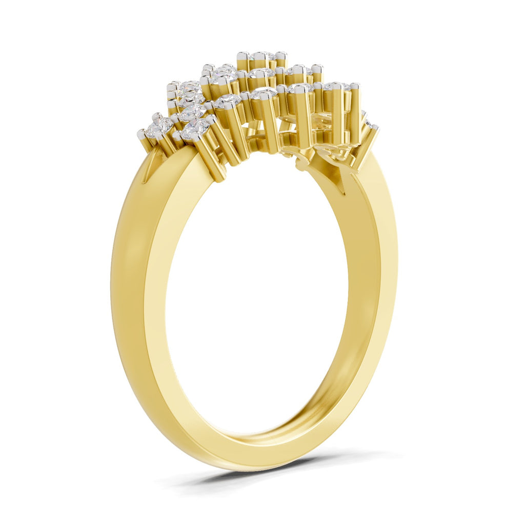 Lab Grown Diamond Ring 0.41 Carat IGI Certified Round Shape F-G VS Quality | 925 Sterling Silver Gold Plated Radiant Bloom Ring