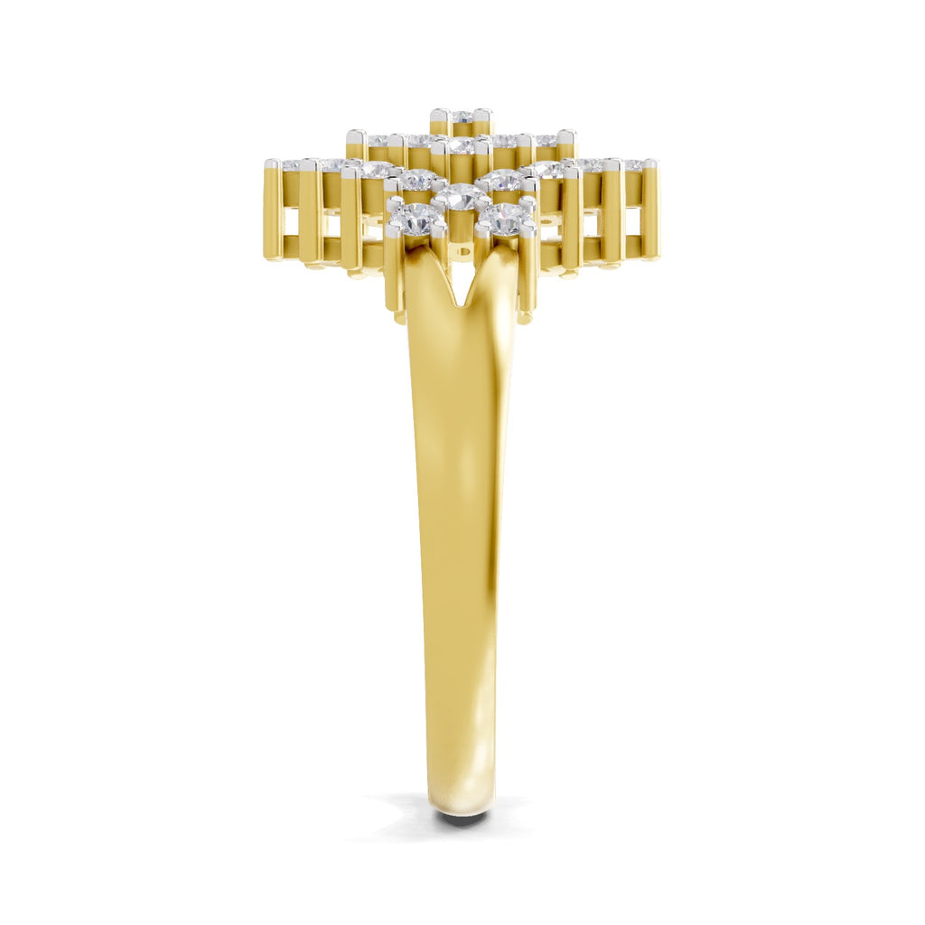 Lab Grown Diamond Ring 0.41 Carat IGI Certified Round Shape F-G VS Quality | 925 Sterling Silver Gold Plated Radiant Bloom Ring