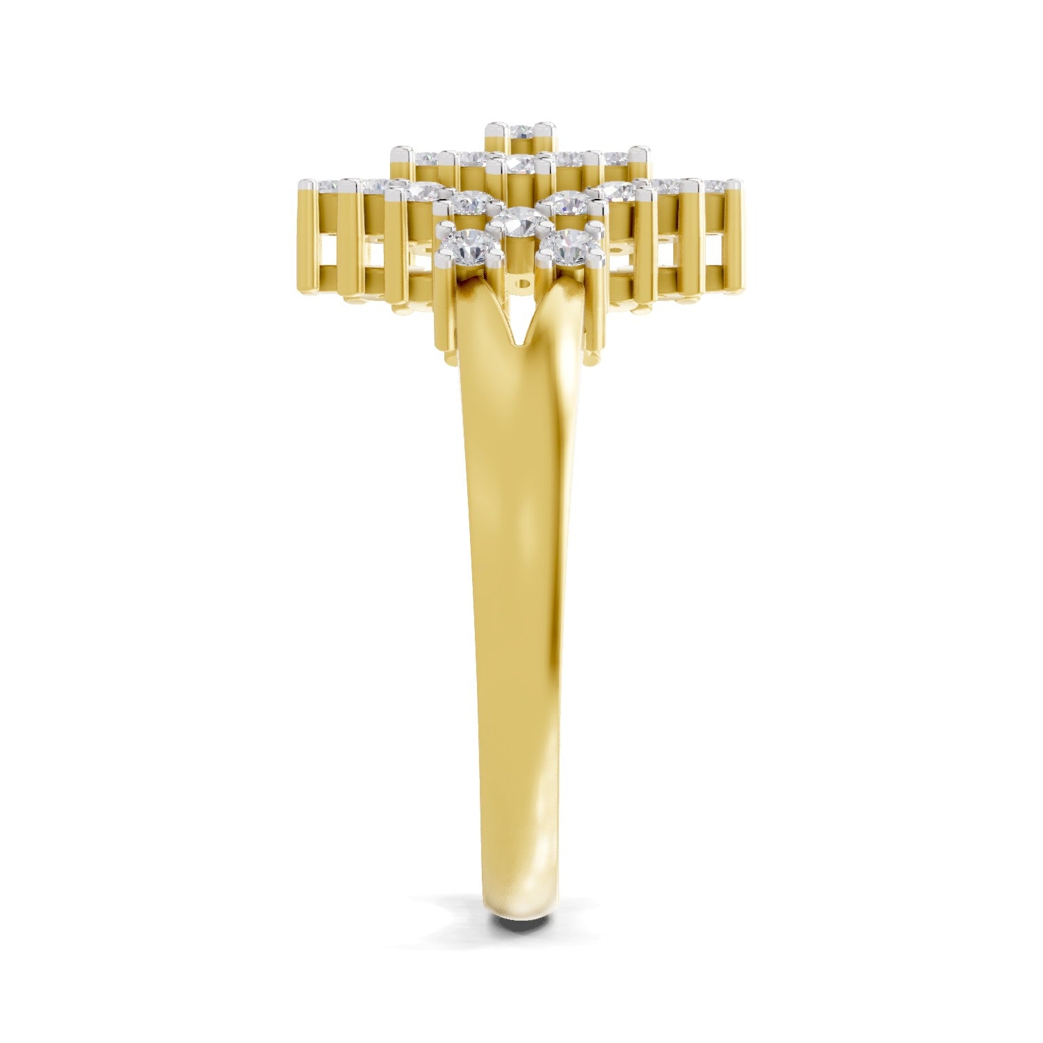 Lab Grown Diamond Ring 0.41 Carat IGI Certified Round Shape F-G VS Quality | 925 Sterling Silver Gold Plated Radiant Bloom Ring