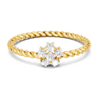 Lab Grown Diamond Ring 0.09 Carat Round Shape F-G VS Quality | 925 Sterling Silver Gold Plated Twist of Love Ring