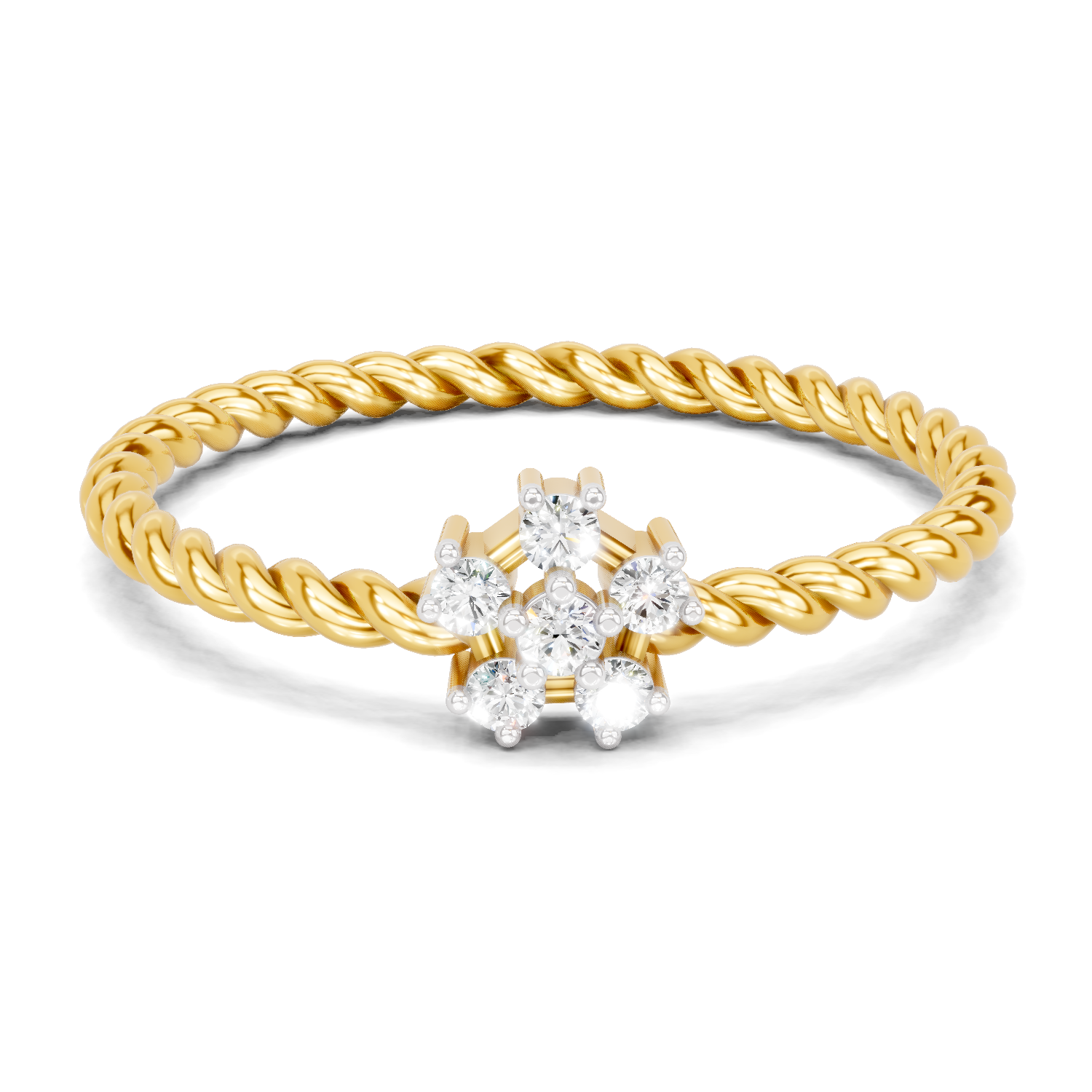 Lab Grown Diamond Ring 0.09 Carat Round Shape F-G VS Quality | 925 Sterling Silver Gold Plated Twist of Love Ring