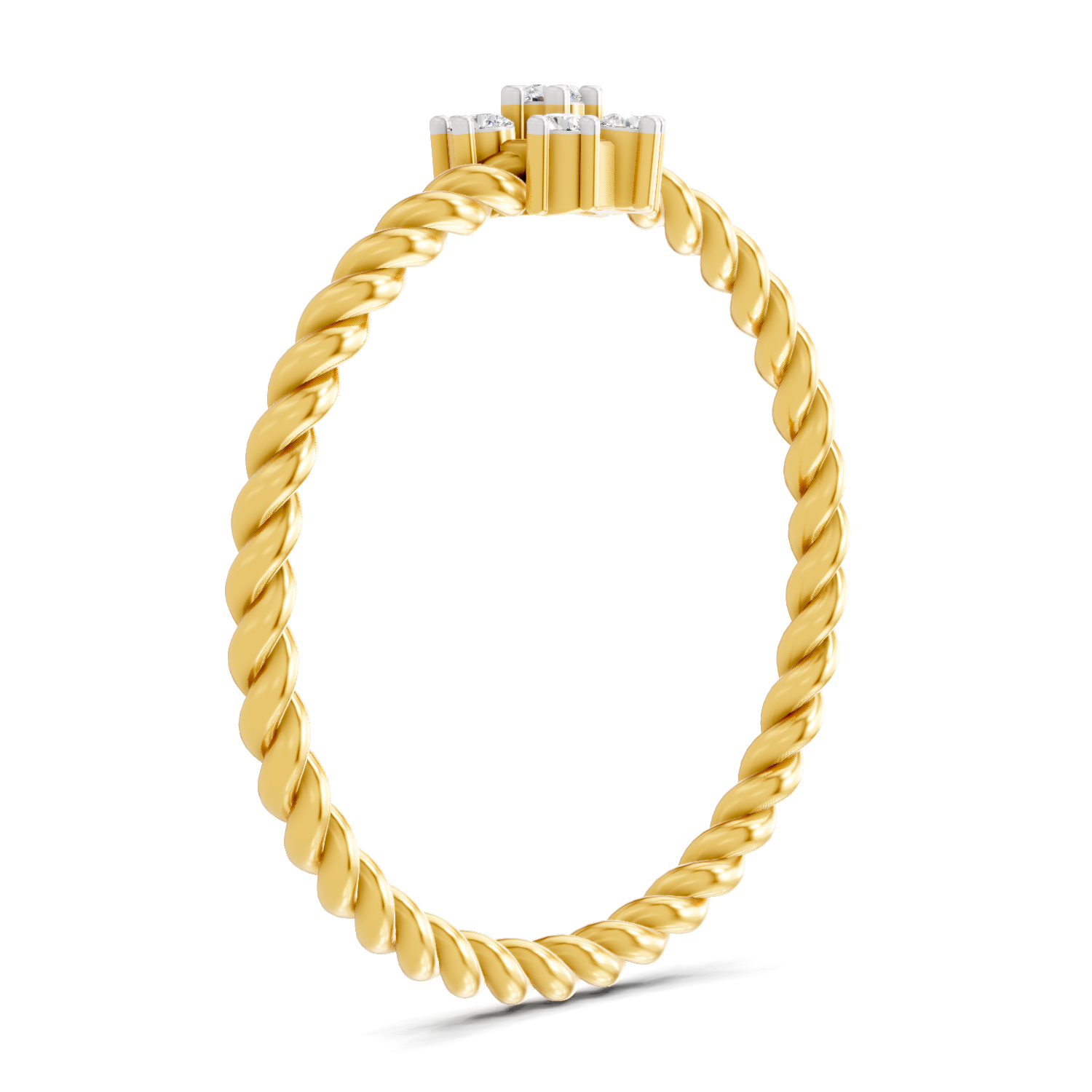 Lab Grown Diamond Ring 0.09 Carat Round Shape F-G VS Quality | 925 Sterling Silver Gold Plated Twist of Love Ring