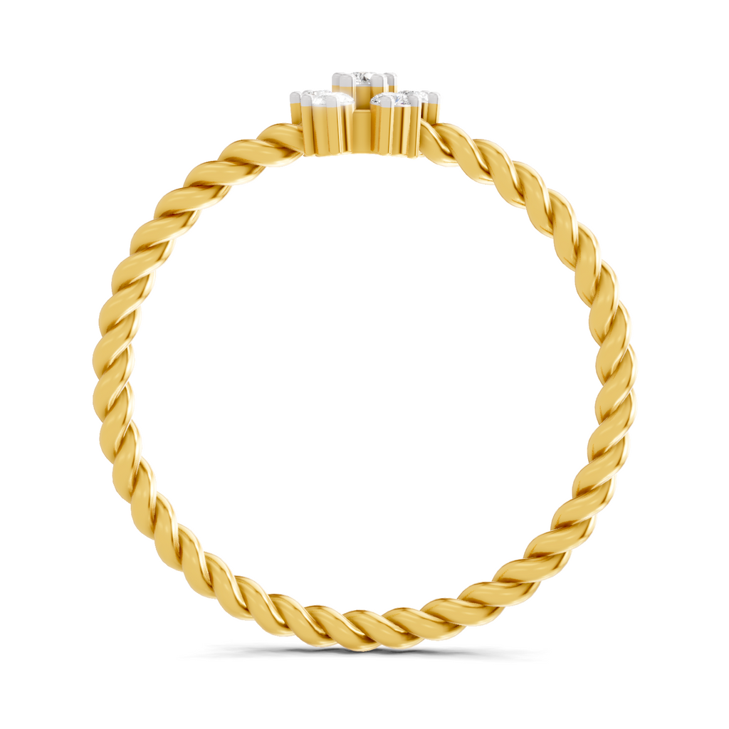 Lab Grown Diamond Ring 0.09 Carat Round Shape F-G VS Quality | 925 Sterling Silver Gold Plated Twist of Love Ring