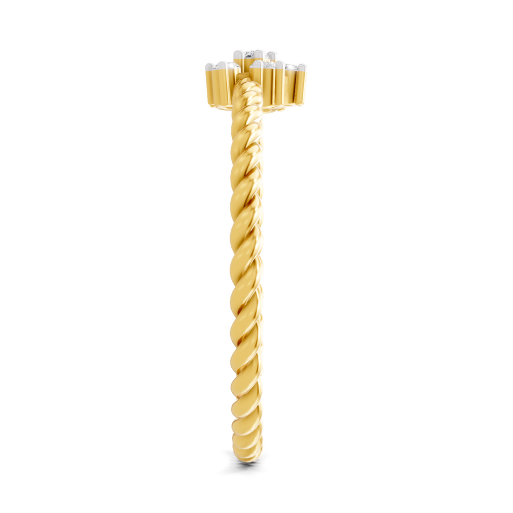 Lab Grown Diamond Ring 0.09 Carat Round Shape F-G VS Quality | 925 Sterling Silver Gold Plated Twist of Love Ring
