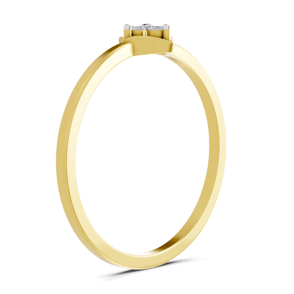 Lab Grown Diamond Ring 0.07 Carat IGI Certified Round Shape F-G VS Quality | 925 Sterling Silver Gold Plated Floral Ring