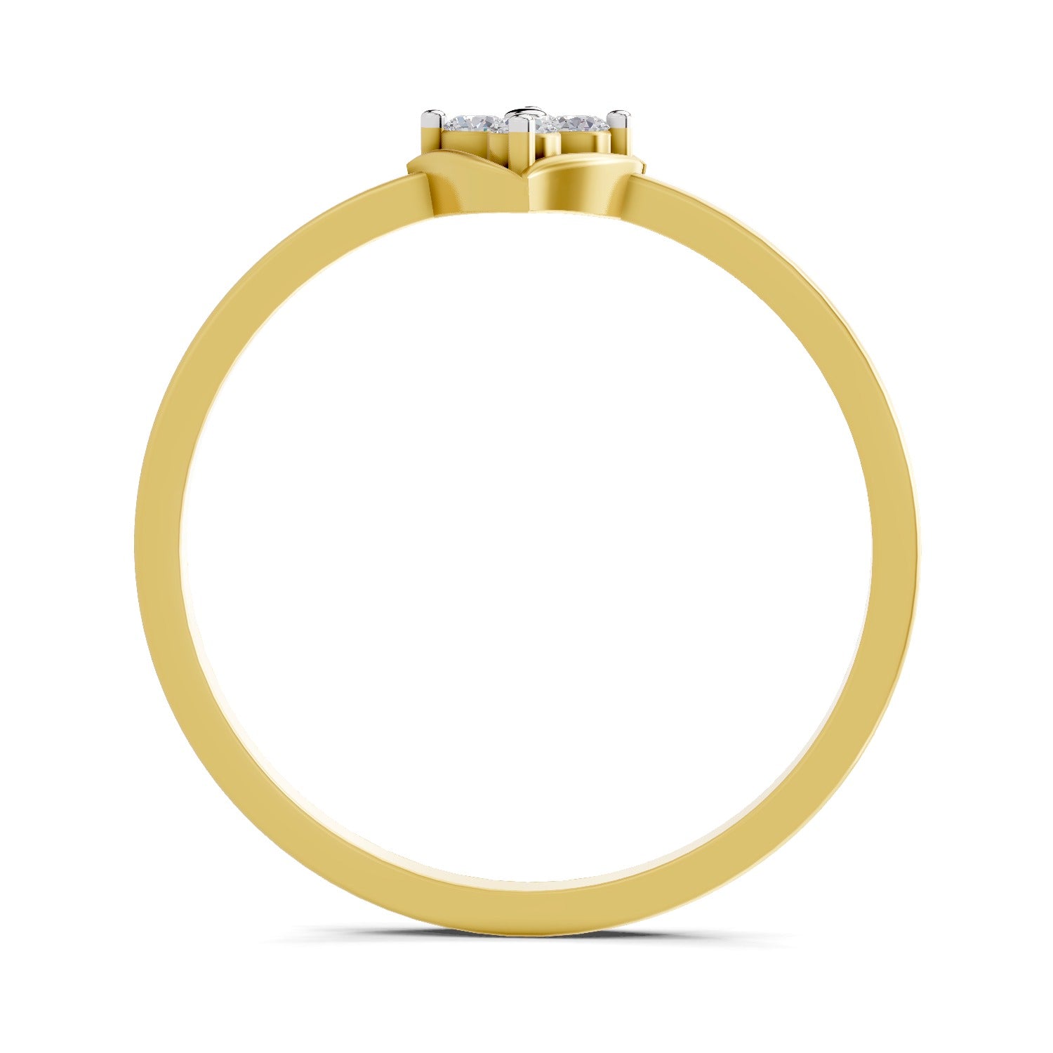 Lab Grown Diamond Ring 0.07 Carat IGI Certified Round Shape F-G VS Quality | 925 Sterling Silver Gold Plated Floral Ring