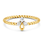 Lab Grown Diamond Ring 0.05 Carat Round Shape F-G VS Quality | 925 Sterling Silver Gold Plated Trinity Twist Ring