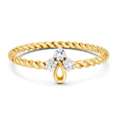 Lab Grown Diamond Ring 0.05 Carat Round Shape F-G VS Quality | 925 Sterling Silver Gold Plated Trinity Twist Ring