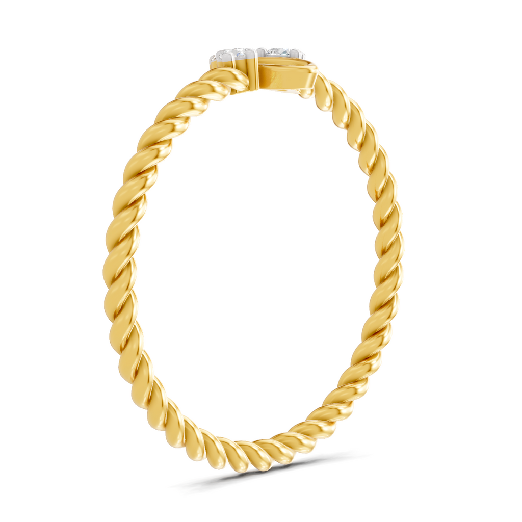Lab Grown Diamond Ring 0.05 Carat Round Shape F-G VS Quality | 925 Sterling Silver Gold Plated Trinity Twist Ring