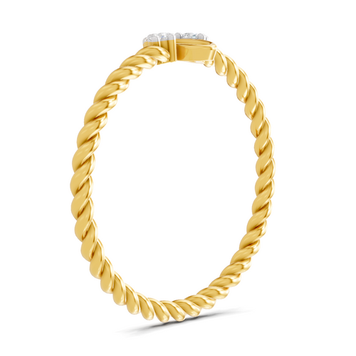 Lab Grown Diamond Ring 0.05 Carat Round Shape F-G VS Quality | 925 Sterling Silver Gold Plated Trinity Twist Ring