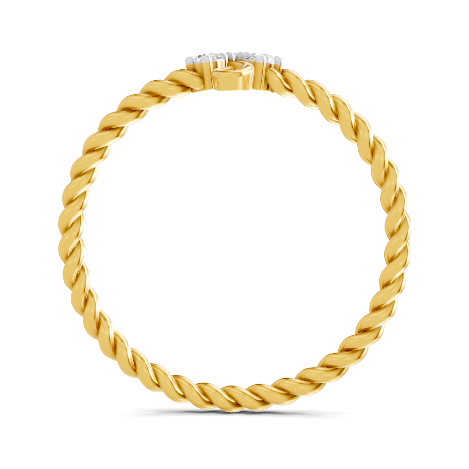 Lab Grown Diamond Ring 0.05 Carat Round Shape F-G VS Quality | 925 Sterling Silver Gold Plated Trinity Twist Ring