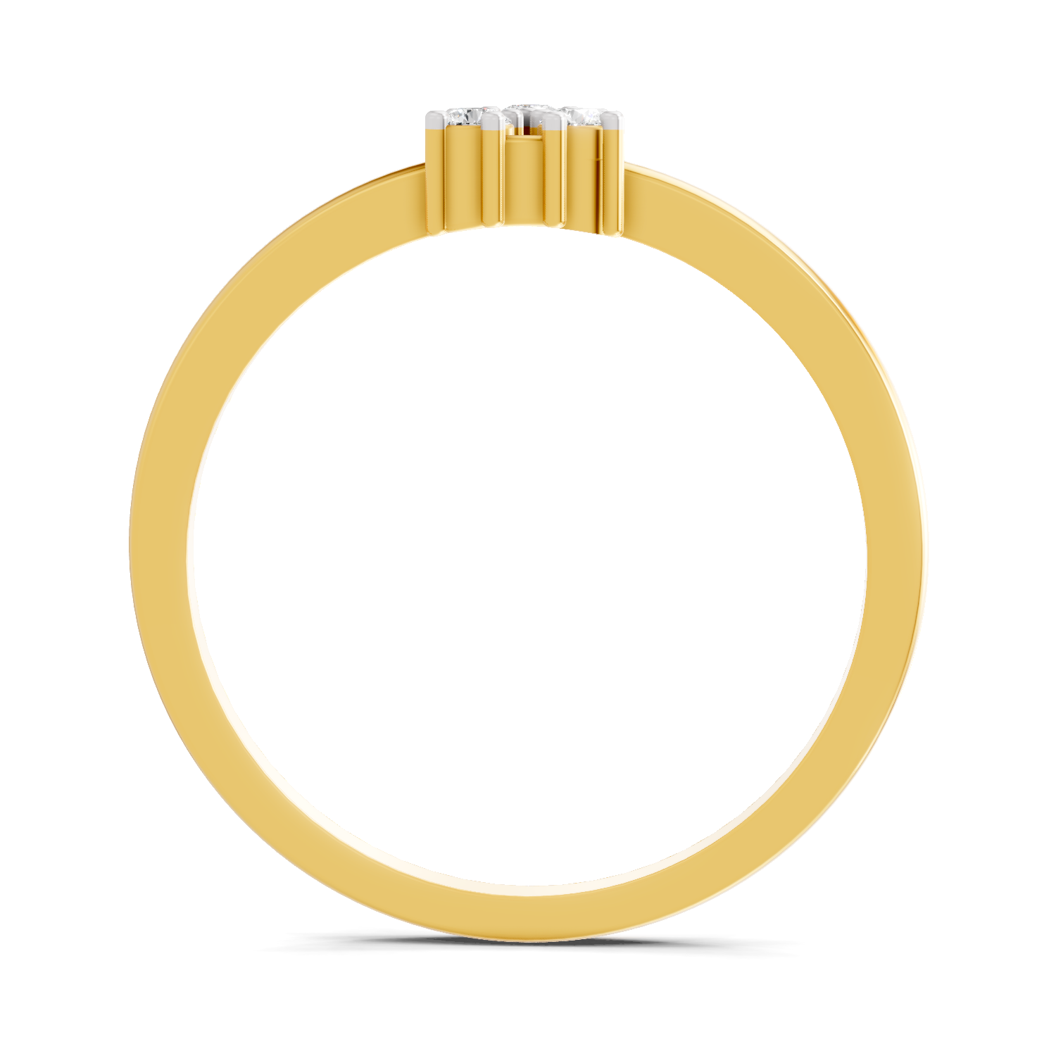 Lab Grown Diamond Ring 0.08 Carat Round Shape F-G VS Quality | 925 Sterling Silver Gold Plated Dainty Three-Diamond Ring