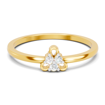 Lab Grown Diamond Ring 0.05 Carat Round Shape F-G VS Quality | 925 Sterling Silver Gold Plated Minimalist Trilogy Ring
