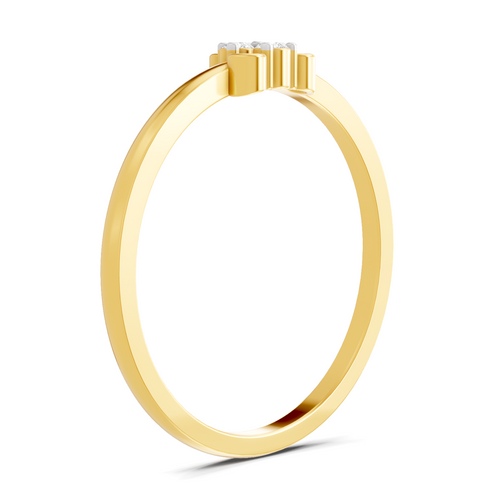 Lab Grown Diamond Ring 0.05 Carat Round Shape F-G VS Quality | 925 Sterling Silver Gold Plated Minimalist Trilogy Ring