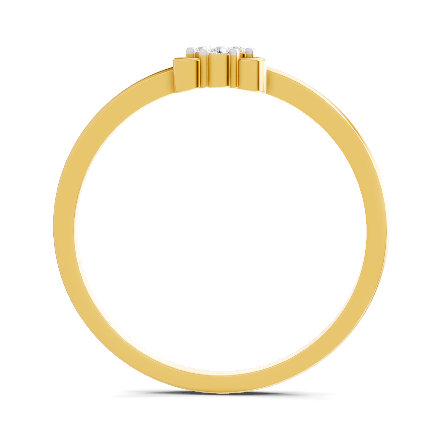 Lab Grown Diamond Ring 0.05 Carat Round Shape F-G VS Quality | 925 Sterling Silver Gold Plated Minimalist Trilogy Ring