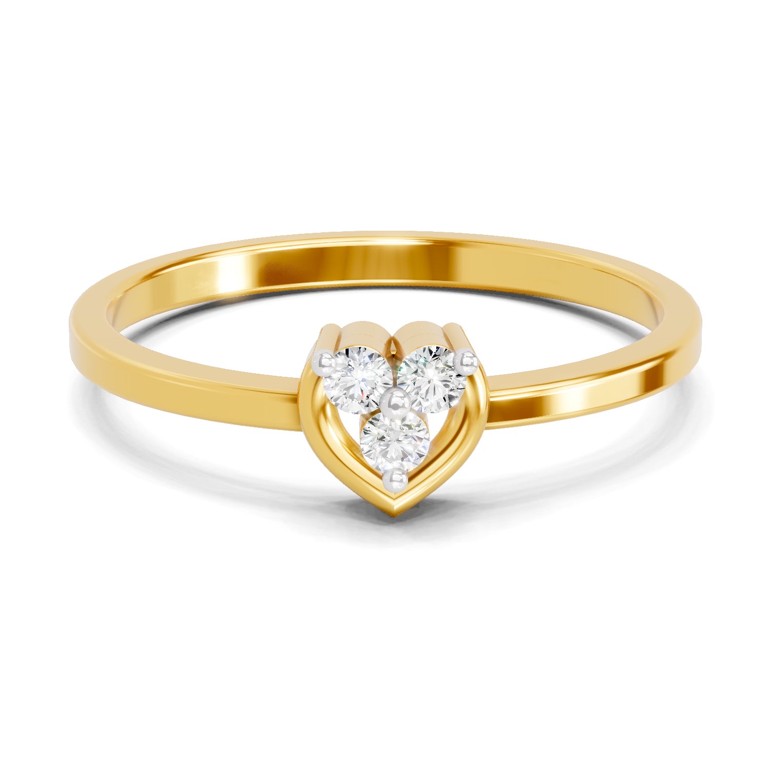Lab Grown Diamond Ring 0.06 Carat IGI Certified Round Shape F-G VS Quality | 925 Sterling Silver Gold Plated 3 Stone Ring