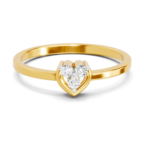 Lab Grown Diamond Ring 0.06 Carat IGI Certified Round Shape F-G VS Quality | 925 Sterling Silver Gold Plated 3 Stone Ring