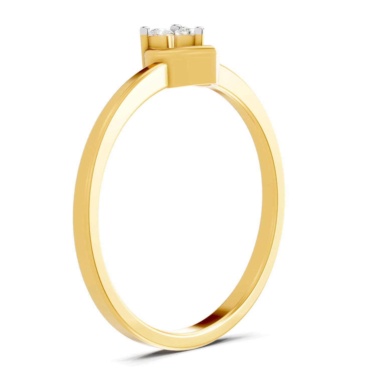 Lab Grown Diamond Ring 0.06 Carat IGI Certified Round Shape F-G VS Quality | 925 Sterling Silver Gold Plated 3 Stone Ring