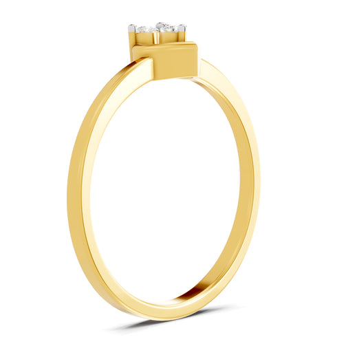 Lab Grown Diamond Ring 0.06 Carat IGI Certified Round Shape F-G VS Quality | 925 Sterling Silver Gold Plated 3 Stone Ring
