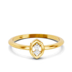 Lab Grown Diamond Ring 0.03 Carat Round Shape F-G VS Quality | 925 Sterling Silver Gold Plated Two-Stone Marquise Ring