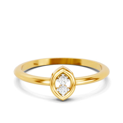 Lab Grown Diamond Ring 0.03 Carat Round Shape F-G VS Quality | 925 Sterling Silver Gold Plated Two-Stone Marquise Ring