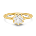 Lab Grown Diamond Ring 0.13 Carat IGI Certified Round Shape F-G VS Quality | 925 Sterling Silver Gold Plated Flora Diamond Ring