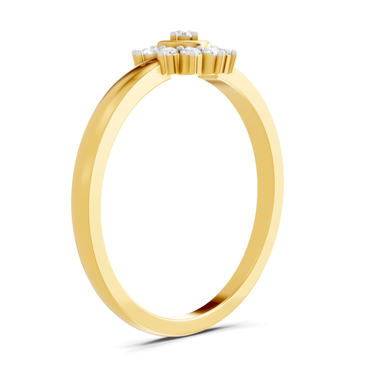 Lab Grown Diamond Ring 0.16 Carat IGI Certified Round Shape F-G VS Quality | 925 Sterling Silver Gold Plated Daisy Cluster Ring